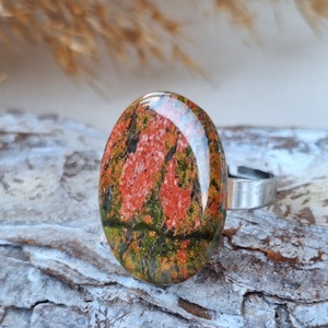 Unakit ásvány gyűrű, Ékszer, Gyűrű, Statement gyűrű, Ékszerkészítés, MESKA