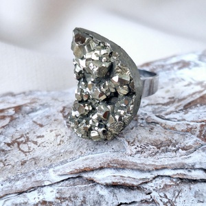 Pirit acél gyűrű, Ékszer, Gyűrű, Statement gyűrű, Ékszerkészítés, MESKA