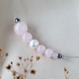 Rózsakvarc nyaklánc, Ékszer, Nyaklánc, Gyöngyös nyaklánc, Ékszerkészítés, MESKA