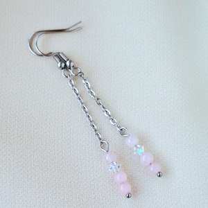 Nemesacél rózsakvarc fülbevaló - Meska.hu