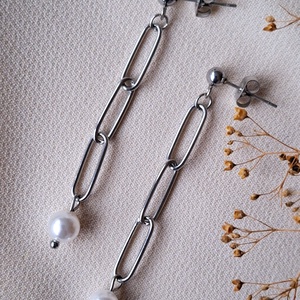 Nemesacél láncos fülbevaló - Meska.hu