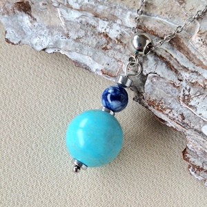 Acél nyaklánc ásvány medállal, Ékszer, Nyaklánc, Medálos nyaklánc, Ékszerkészítés, MESKA