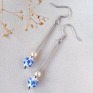 Nemesacél gyöngyös fülbevaló - Meska.hu