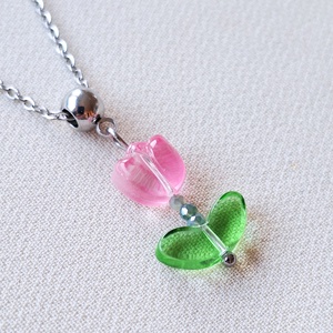 Nemesacél nyaklánc tulipán medállal, Ékszer, Nyaklánc, Medálos nyaklánc, Ékszerkészítés, MESKA