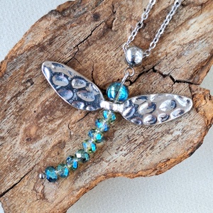 Szitakötő medálos acél nyaklánc, Ékszer, Nyaklánc, Medálos nyaklánc, Ékszerkészítés, MESKA