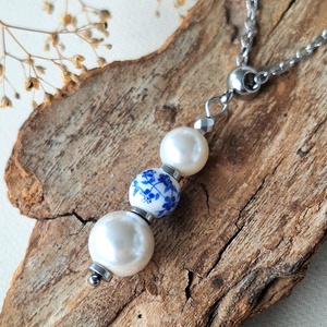 Kagylógyöngy medál acél láncon - Meska.hu