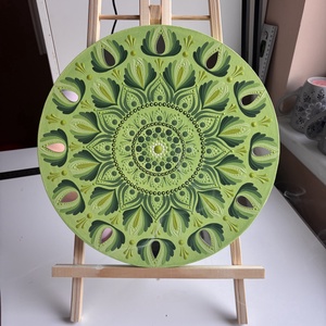 Zöld mandala - művészet - festmény - akril - Meska.hu