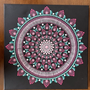 Türkiz-rózsaszín Mandala, Művészet, Festmény, Akril, Festészet, MESKA