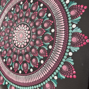 Türkiz-rózsaszín Mandala - művészet - festmény - akril - Meska.hu