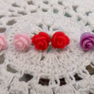 3 pár rózsás fülbevaló fémmentes - Meska.hu