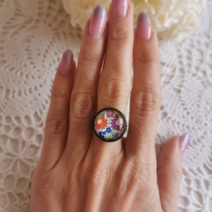 Kalocsai mintás gyűrű - ékszer - gyűrű - üveglencsés gyűrű - Meska.hu