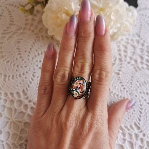 Rábaközi mintás gyűrű - ékszer - gyűrű - üveglencsés gyűrű - Meska.hu