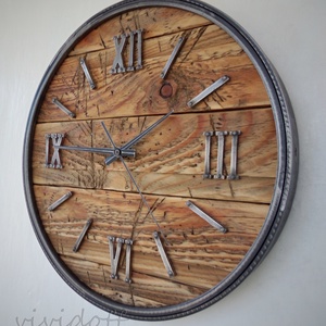 industriál falióra 8R, Otthon & Életmód, Dekoráció, Fali és függő dekoráció, Falióra & óra, Famegmunkálás, Fémmegmunkálás, MESKA