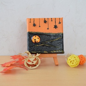 Halloweeni vágyakozás - cicás, domborműves kép Paverpol-lal - Meska.hu
