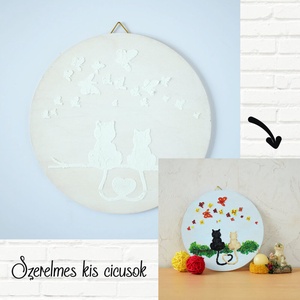 Állatok  14 cm-es, festenivaló, domborműves alap  Szerelmes kis cicusok, DIY (Csináld magad), Egységcsomag, Festészet, Mindenmás, MESKA