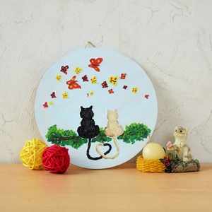 Állatok  14 cm-es, festenivaló, domborműves alap  Szerelmes kis cicusok - diy (csináld magad) - egységcsomag - Meska.hu