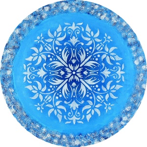 Mandala - Fehér virágmező, 40 cm átmérőjű, domborműves kép - művészet - más művészeti ág - Meska.hu
