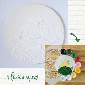 Ø18 cm-es, festenivaló, domborműves alap  Húsvét  Húsvéti nyuszi, DIY (Csináld magad), Egységcsomag, Festészet, Mindenmás, MESKA