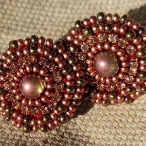 Bronze bright fülbevaló, Ékszer, Fülbevaló, Pötty fülbevaló, Gyöngyfűzés, gyöngyhímzés, MESKA