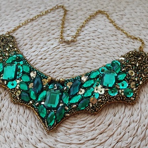 222. Golden Emerald alkalmi nyakék - ékszer - nyaklánc - statement nyaklánc - Meska.hu