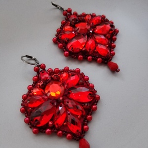 Red beauty  - ékszer - fülbevaló - lógó fülbevaló - Meska.hu