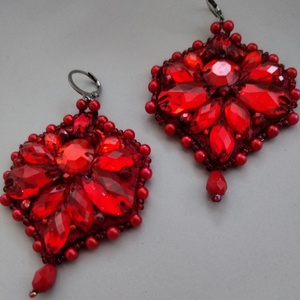 Red beauty  - ékszer - fülbevaló - lógó fülbevaló - Meska.hu