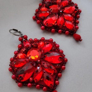 Red beauty  - ékszer - fülbevaló - lógó fülbevaló - Meska.hu