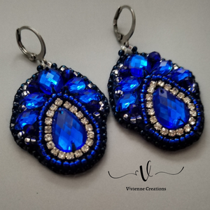 653. Bright Blue füli - ékszer - fülbevaló - lógó fülbevaló - Meska.hu