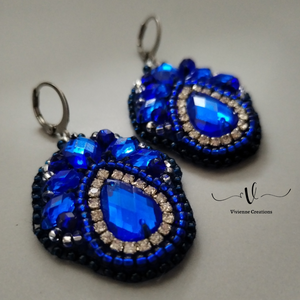 653. Bright Blue füli - ékszer - fülbevaló - lógó fülbevaló - Meska.hu