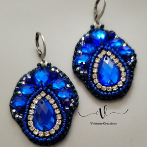 653. Bright Blue füli - ékszer - fülbevaló - lógó fülbevaló - Meska.hu