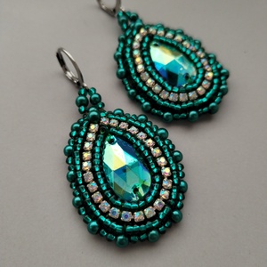 Sparkle emerald fülbevaló - ékszer - fülbevaló - lógó csepp fülbevaló - Meska.hu
