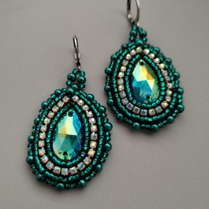 Sparkle emerald fülbevaló - ékszer - fülbevaló - lógó csepp fülbevaló - Meska.hu