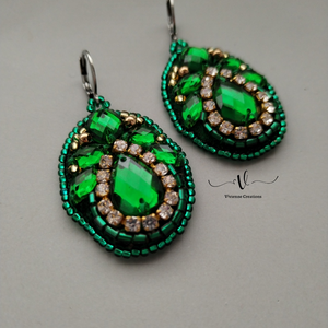 Sparkle green fülbevaló - ékszer - fülbevaló - lógó fülbevaló - Meska.hu