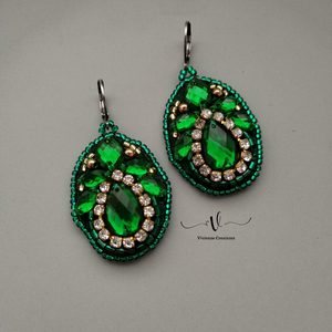 Sparkle green fülbevaló - ékszer - fülbevaló - lógó fülbevaló - Meska.hu
