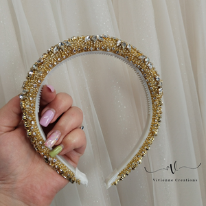 Sparkle gold alkalmi hajpánt - esküvő - hajdísz - hajpánt - Meska.hu