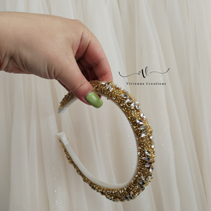 Sparkle gold alkalmi hajpánt - esküvő - hajdísz - hajpánt - Meska.hu
