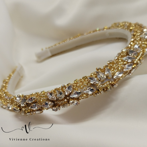 Sparkle gold alkalmi hajpánt - esküvő - hajdísz - hajpánt - Meska.hu