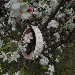 Gyöngyös hajpánt, Esküvő, Hajdísz, Hajpánt, Varrás, Gyöngyfűzés, gyöngyhímzés, MESKA