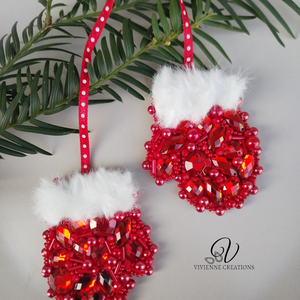 Karácsonyi dísz kesztyűcske  - karácsony - karácsonyi lakásdekoráció - karácsonyfadíszek - Meska.hu