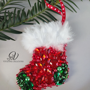 Karácsonyi dísz - kis zokni - karácsony - karácsonyi lakásdekoráció - karácsonyfadíszek - Meska.hu