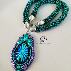 Amelie- elvarázsolt erdő, Ékszer, Nyaklánc, Medálos nyaklánc, Gyöngyfűzés, gyöngyhímzés, MESKA