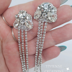 Tierra strasszköves fülbevaló, Ékszer, Fülbevaló, Lógó fülbevaló, Gyöngyfűzés, gyöngyhímzés, MESKA