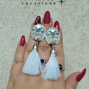 Ellery fülbevaló, Ékszer, Fülbevaló, Rojtos fülbevaló, Gyöngyfűzés, gyöngyhímzés, MESKA