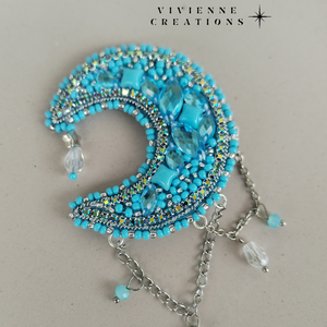 Moon Era bross kék - ékszer - kitűző és bross - Meska.hu