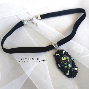 Cressida Chocker nyaklánc, Ékszer, Nyaklánc, Nyakpánt, gallér, Gyöngyfűzés, gyöngyhímzés, MESKA