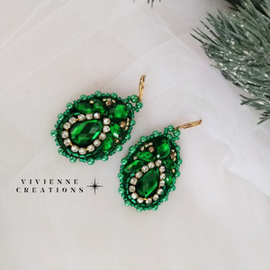 Sparkle green fülbevaló - ékszer - fülbevaló - lógó fülbevaló - Meska.hu