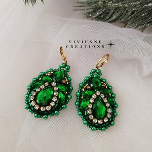 Sparkle green fülbevaló - ékszer - fülbevaló - lógó fülbevaló - Meska.hu