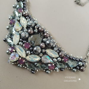 Lunessa nyakék 2in1, Ékszer, Nyaklánc, Statement nyaklánc, Gyöngyfűzés, gyöngyhímzés, MESKA