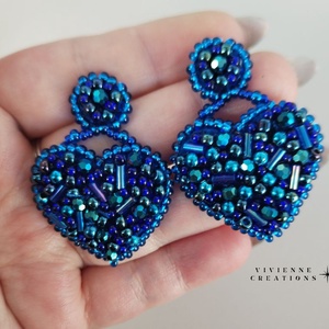 Blue heart fülbevaló - ékszer - fülbevaló - lógó fülbevaló - Meska.hu