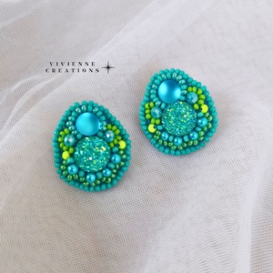 Juno beszúrós fülbevaló, Ékszer, Fülbevaló, Pötty fülbevaló, Gyöngyfűzés, gyöngyhímzés, MESKA